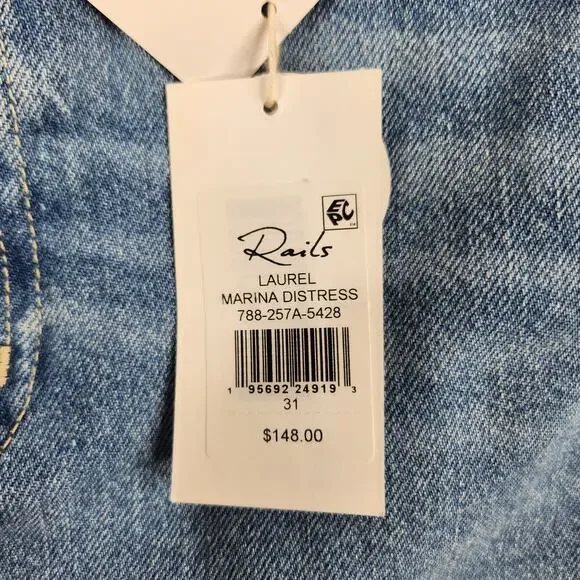 Rails Denim Mini Skirt Women's 31 Blue Laurel Marina Distressed High-Rise - Picture 2 of 11